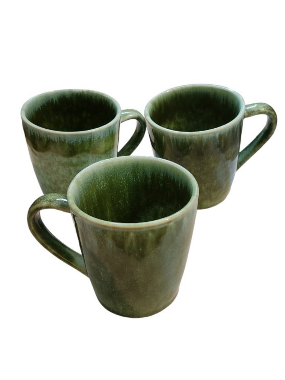 Williams Sonoma Cyprus Green Glazed Ceramic Mugs — Set of 3